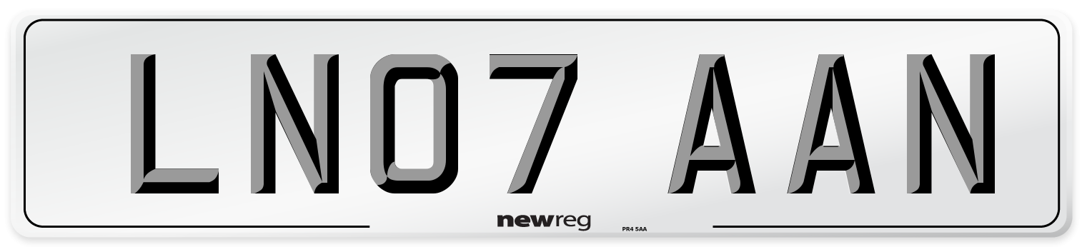 LN07 AAN Number Plate from New Reg